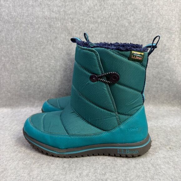 LL Bean Kids Boots Size 5 Ultralight Primaloft Green High Top Winter Shoes - Picture 1 of 9